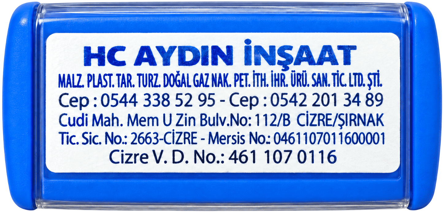 HC Aydın İnşaat - HC Hırdavat Makine Firma Kaşesi