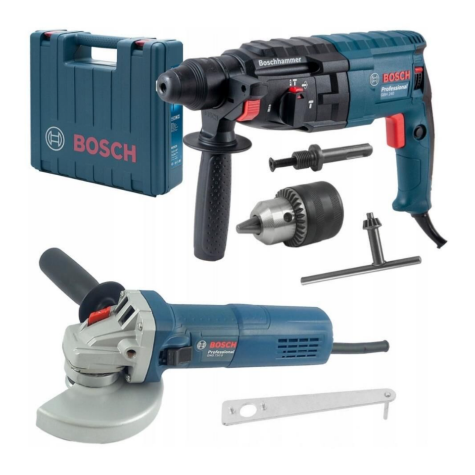 Bosch GBH 240 Kırıcı Delici + GWS 750-125 Taşlama Elektrikli El Aleti Seti