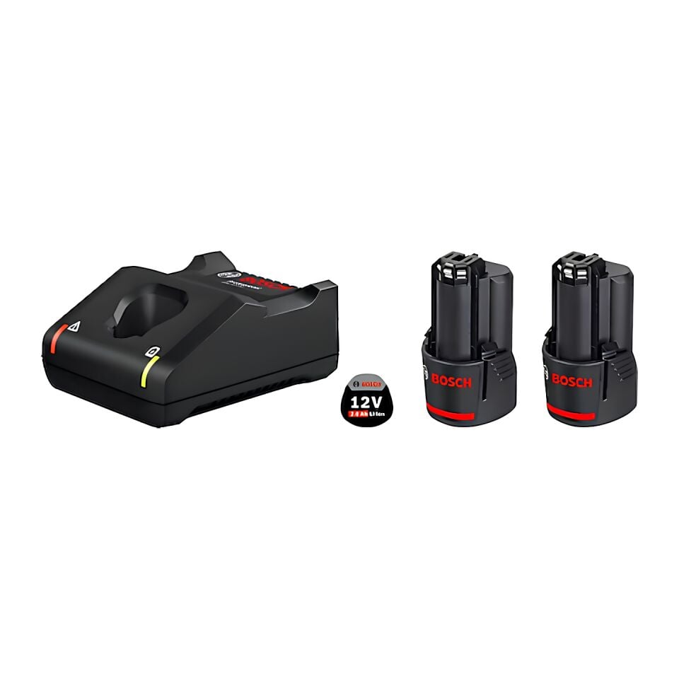 Bosch 2 x GBA 12 V 2 Ah Yedek Akü + GAL 12V-40 Şarj Cihazı