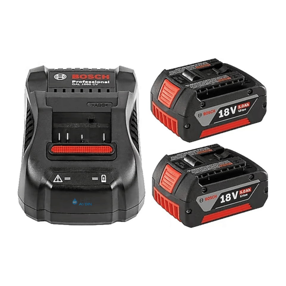 Bosch GAL 1880 CV Şarj Cihazı + 2 x GBA 18 V 5 Ah Yedek Akü