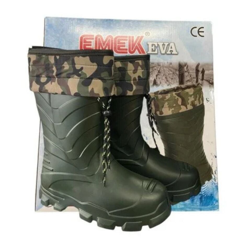Emek Eva Termal Avcı Çizme Haki Waterproof Su Geçirmez Hafif Kaymaz Taban Sıcak-Soğuk İzolasyonu